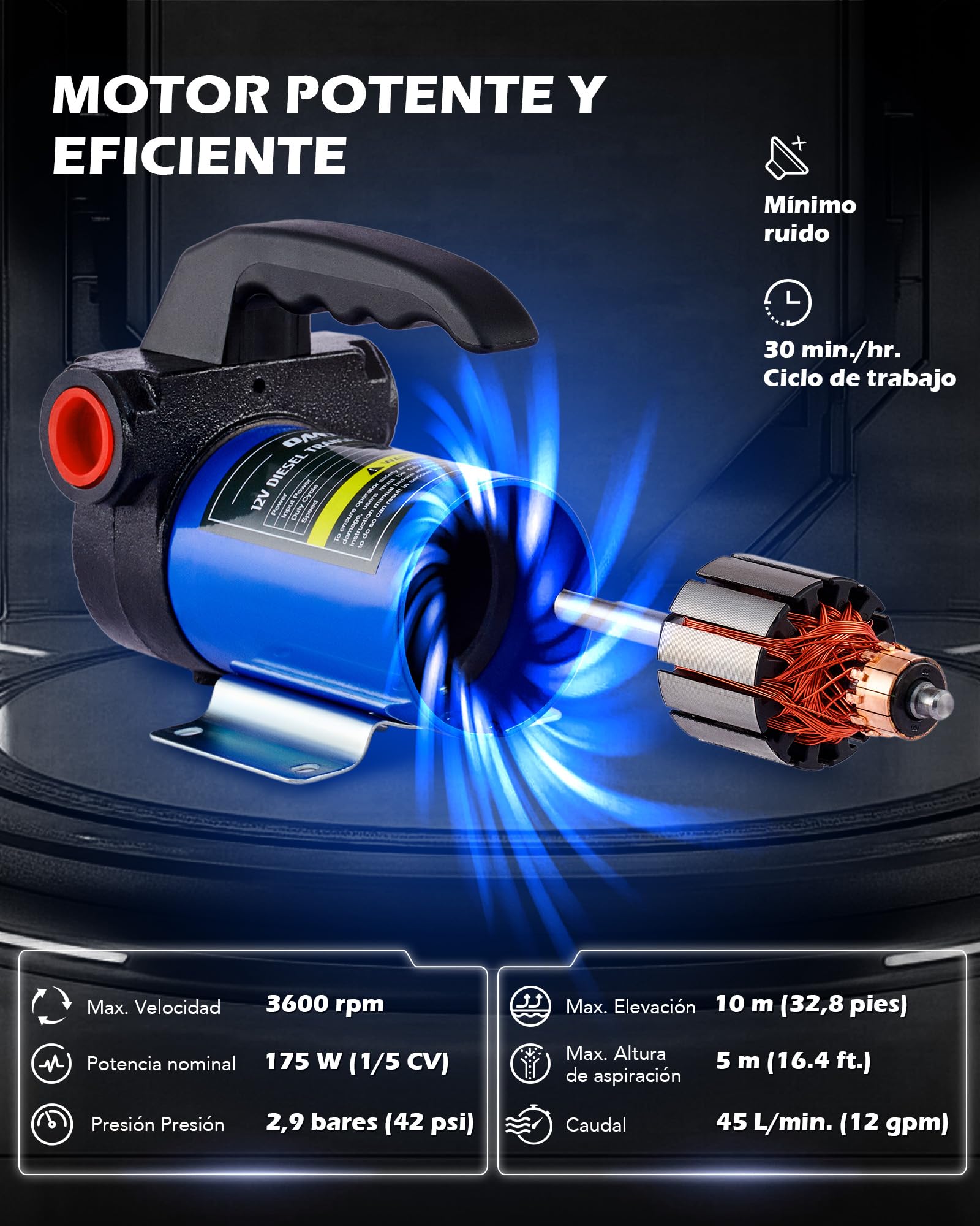 Orion Motor Tech Kit de Bomba de Transferencia Diésel, 12V Bomba de Transferencia de Combustible con Boquilla y Mangueras, Kit de Combustible Eléctrico de Queroseno Diesel con Caja de Transporte