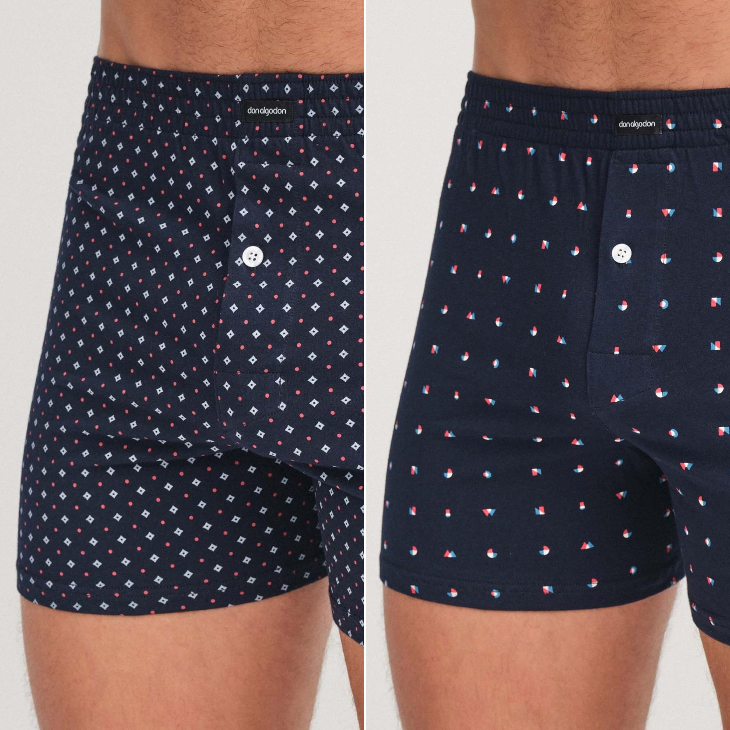 DON ALGODON Pack de 6 Boxers Apertura con Botón para Hombres 100% Algodón, Transpirables