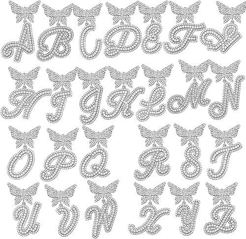 Miniatura 4 de JNCTCOE Cuban Link Chain for Women Cursive Silver Initial 14MM Diamond Prong Cuban Chain Hip Hop Iced Out Chain Necklace Butterfly Initial Letter