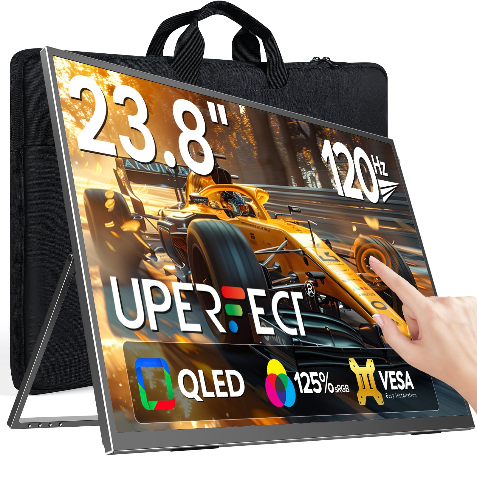UPERFECT Monitor Portatile 4K 23,8" QLED - 3840x2160, 400 Nit, 100% DCI-P3, FreeSync - Secondo Schermo Per Laptop - 2