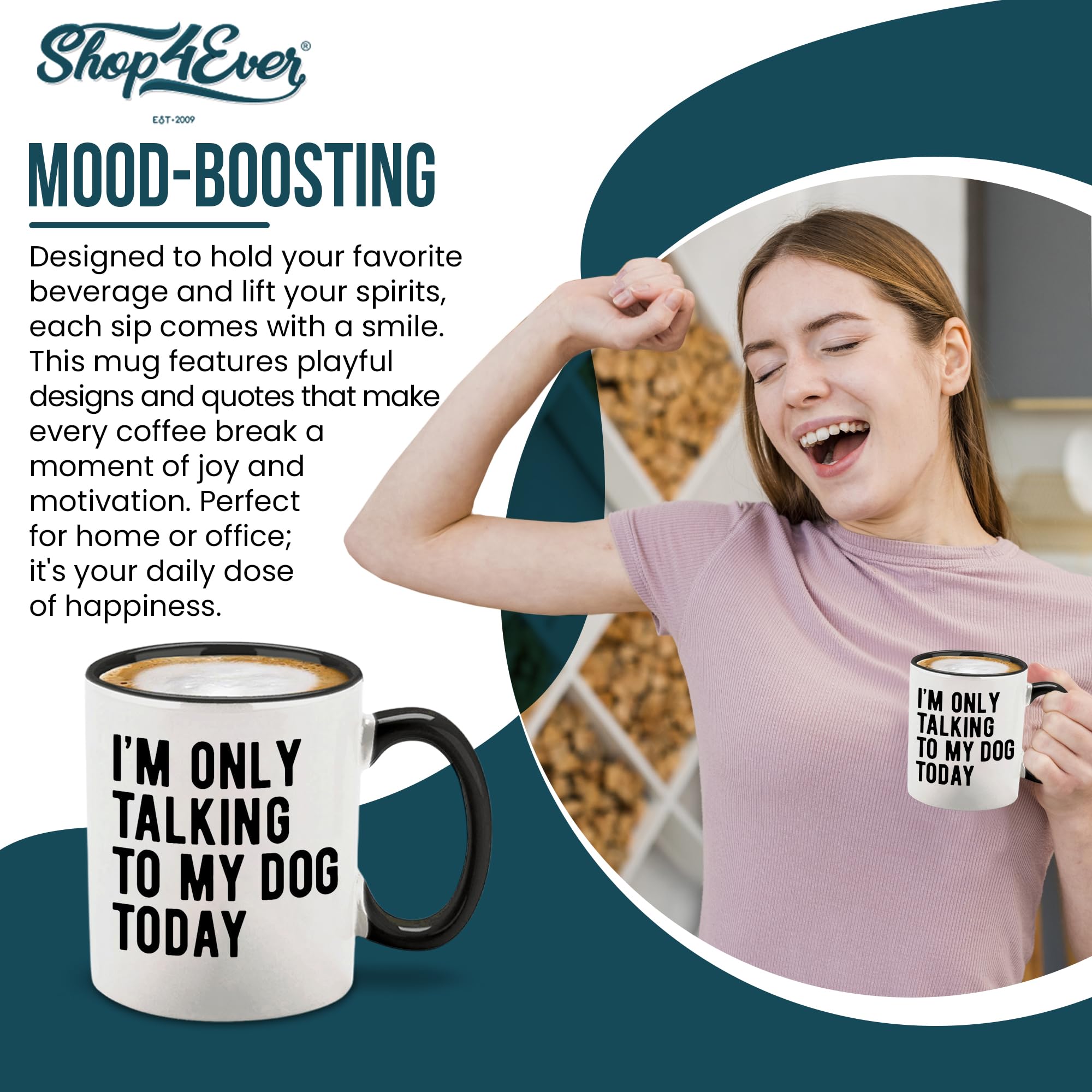 Shop4Ever® I'm Only Talking to My Dog Today Ceramic Coffee Mug Tea Cup 11 oz. Funny Gift for Dog Dad - Dog Mom (Black Handle)