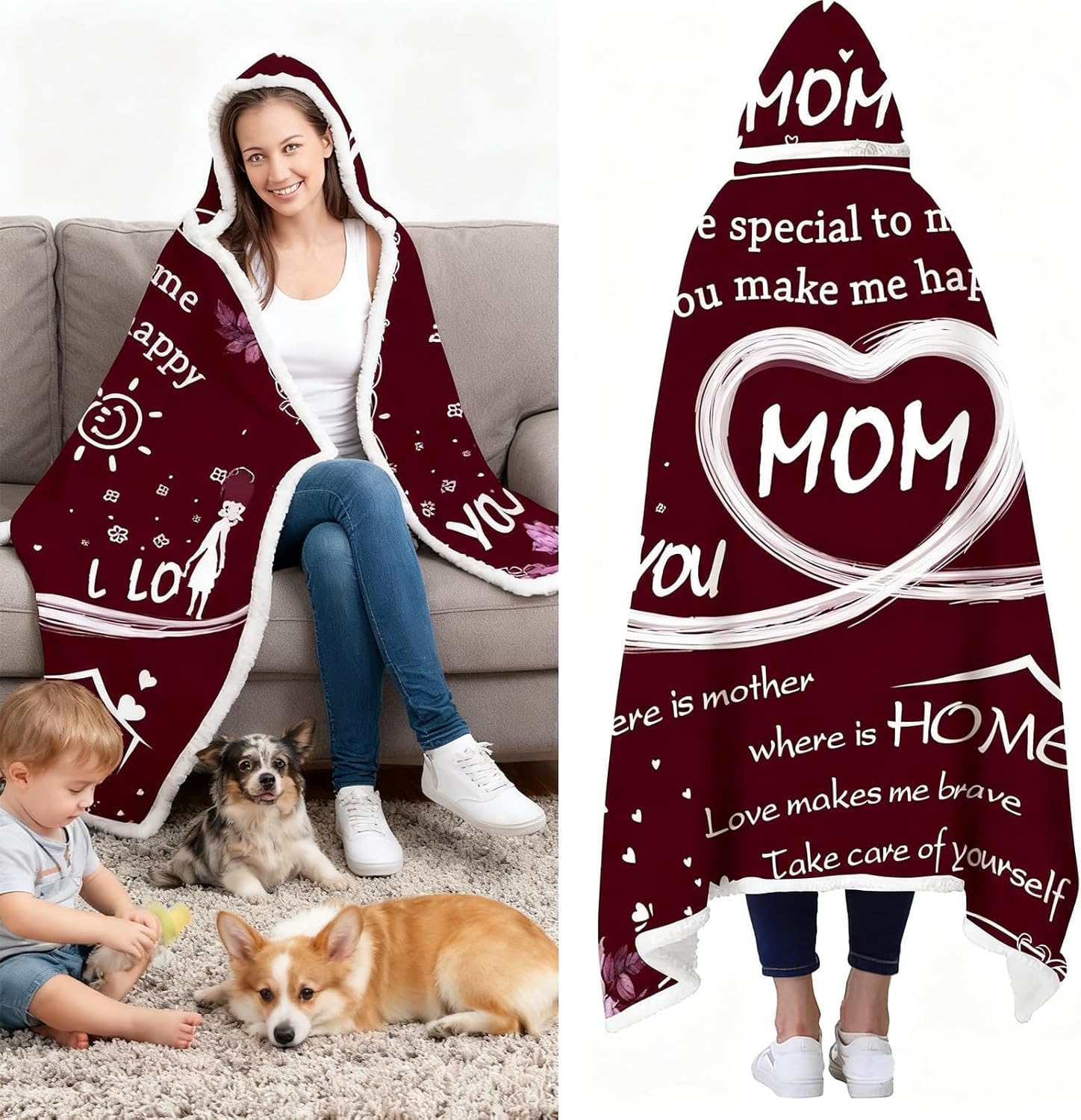 Best Gifts for Mom from Daughter Son Wearable Blanket Hoodie with Sleeves for Mom Gift Ideas Birthday Gift for Mom Mother In Law Christmas Gifts - Image 9
