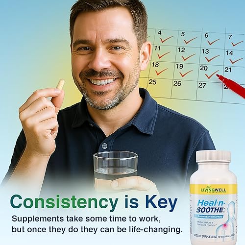 Miniatura 2 de RUB ON RELIEF & HEAL-N-SOOTHE Bundle - Topical Pain Relief Cream for Joints, Knees, Shoulders and Back plus Proteolytic Enzymes for Joint Support