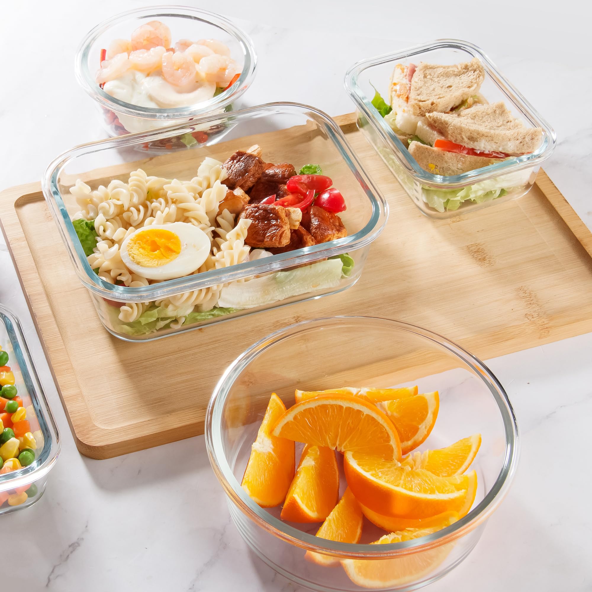 C CREST 12-teiliges Meal Prep Glasbehälter-Set mit Deckel, ideal für die Aufbewahrung und Frische, verschiedene Größen und Formen für ultimative Organisation | Ideal für die Aufbewahrung und Frische von Lebensmitteln, verschiedene Größen und Formen, ultim