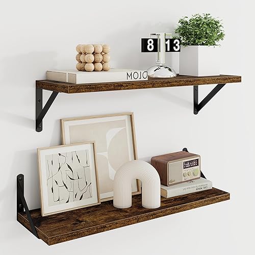 Miniatura 20 de Dreamland Estantes flotantes blancos para pared, juego de 2 estantes montados en la pared de 16 pulgadas de ancho x 8 pulgadas de profundidad,