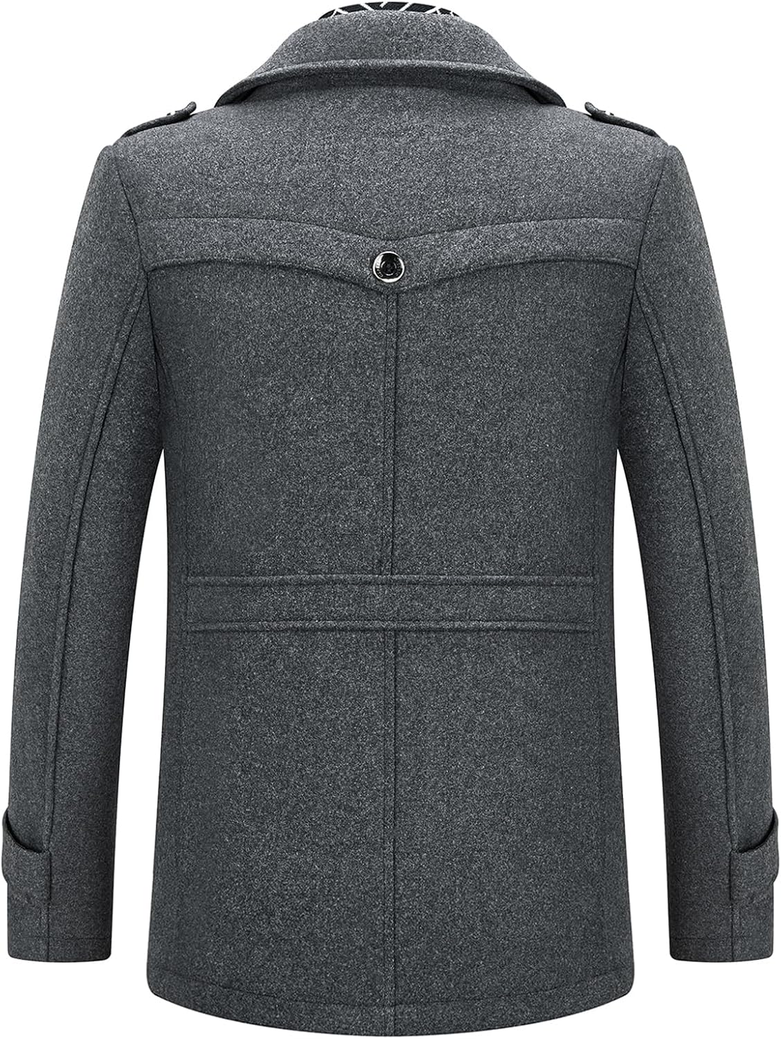 Lamgool Men's Winter Mid Length Wool Blend Coat Single Breasted Peacoat with Removable Scarf - Image 3