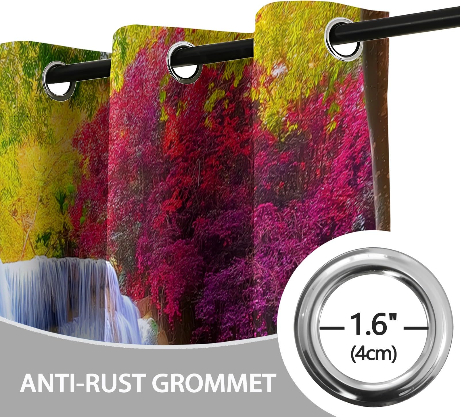 Verdunklungsvorhänge Garten Bäume Kinderzimmer Vorhänge Blickdicht, Hellblau Thermovorhang mit Ösen, für Schlafzimmer Fenster & Balkon Natur Felsen - 110 x 215 cm (2er Set)