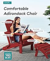 Vista 3 de SERWALL Silla Adirondack con portavasos – Juego de 2 sillas Adirondack compuestas para exteriores de polietileno de alta densidad para todo