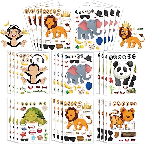 Miniatura 8 de 24 hojas de 8.3 x 5.9 pulgadas, haz tus propias calcomanías de helado para niños pequeños, recuerdos de fiesta, haz una cara para niños, suministros