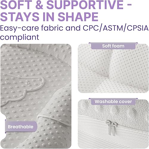Miniatura 6 de Twins - Tapetes de juego para bebé para gimnasio de actividades en el suelo, cojín de apoyo 5 en 1, tapete de juego para bebé, tapete para tiempo