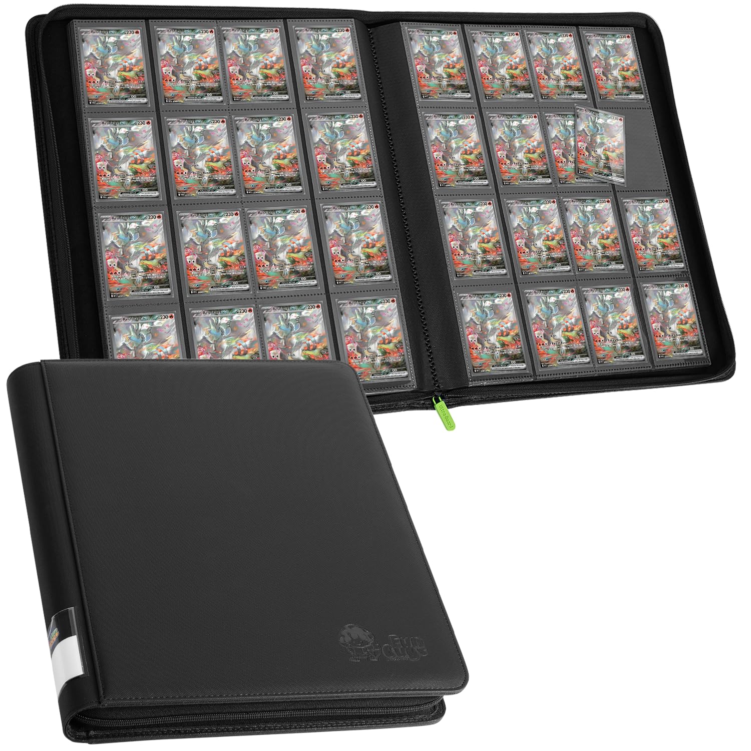 FunGuys Trading Card Binder, 16 Pocket, 1024 Side Loading Sports Card Collection Binder for Yugioh, MTG, TCG