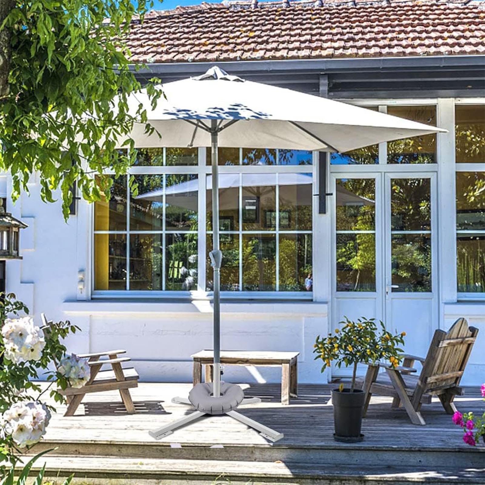 Przenośny stojak na parasol, składana, wiatroszczelna podstawa do użytku na zewnątrz, przy basenie, balkon, wędkowanie, patio, kemping, lekkie akcesorium