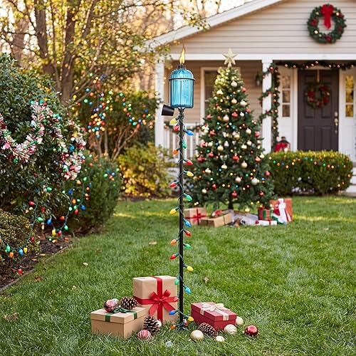 Vista 8 de 4 Pack Glass Garden Torch , 13.5 oz Blue Outdoor Torch Garden Décor , 61-Inch Upgraded Citronella Torches with 3-Prong Grounded Stake , Metal Light