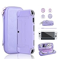 Vista 1 de RHOTALL Sakura Embossing Cute Carrying Case Set for Nintendo Switch OLED, Accessories Bundle for Switch OLED with Hard Case, Screen Protector, 4