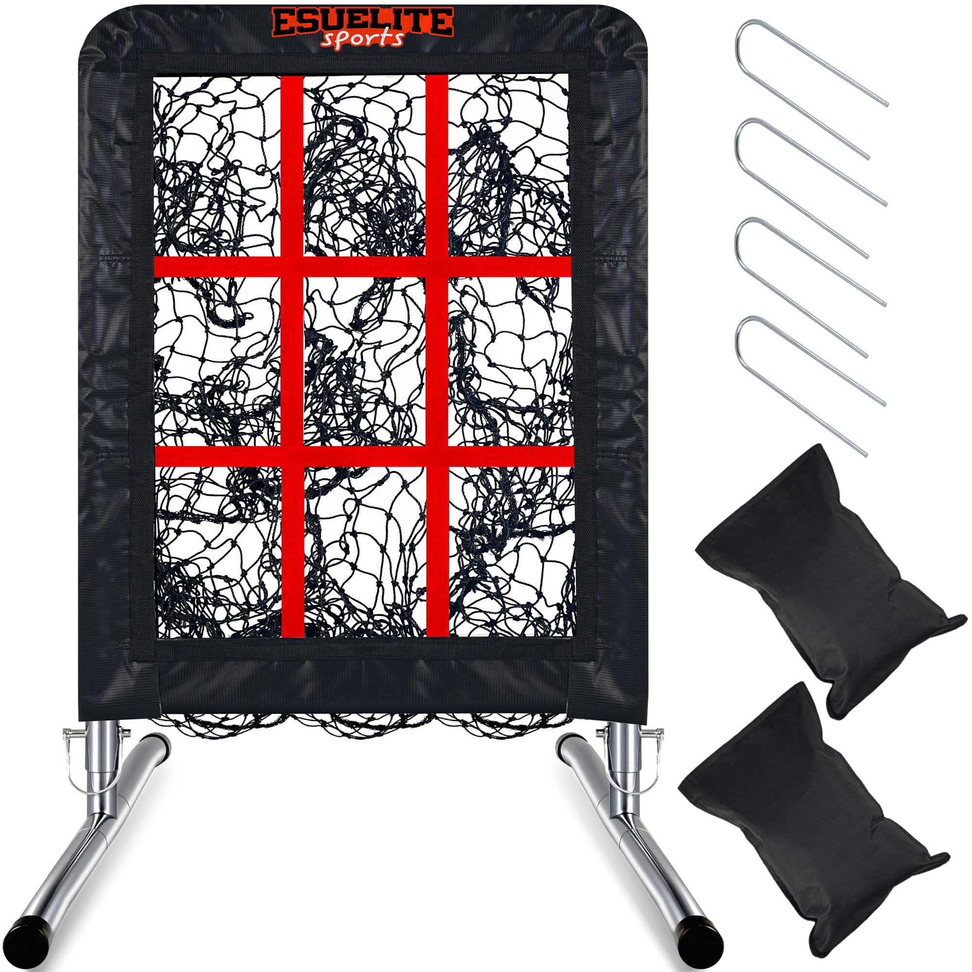 Heavy-Duty 9 Hole Pro Style Baseball &amp; Softball Pitching Net with Strike Zone Target Adjustable Portable Design