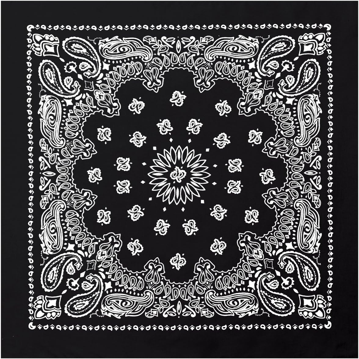 Rothco Trainmen Paisley Bandana – Extra-Large - 27" X 27" - Black