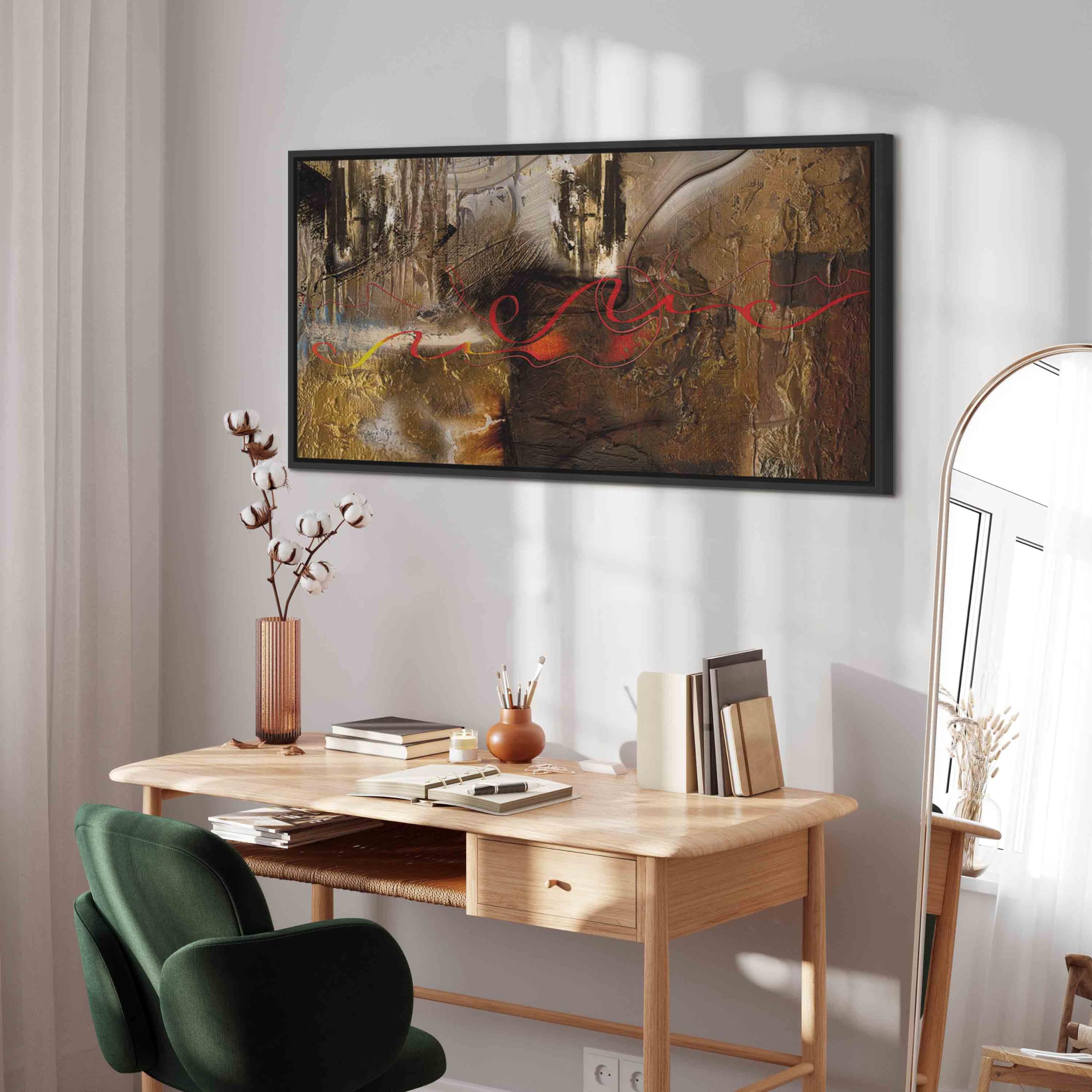 murando - Grand Tableau avec Cadre Chambre, Ombre Mystérieuse, 120x60 cm