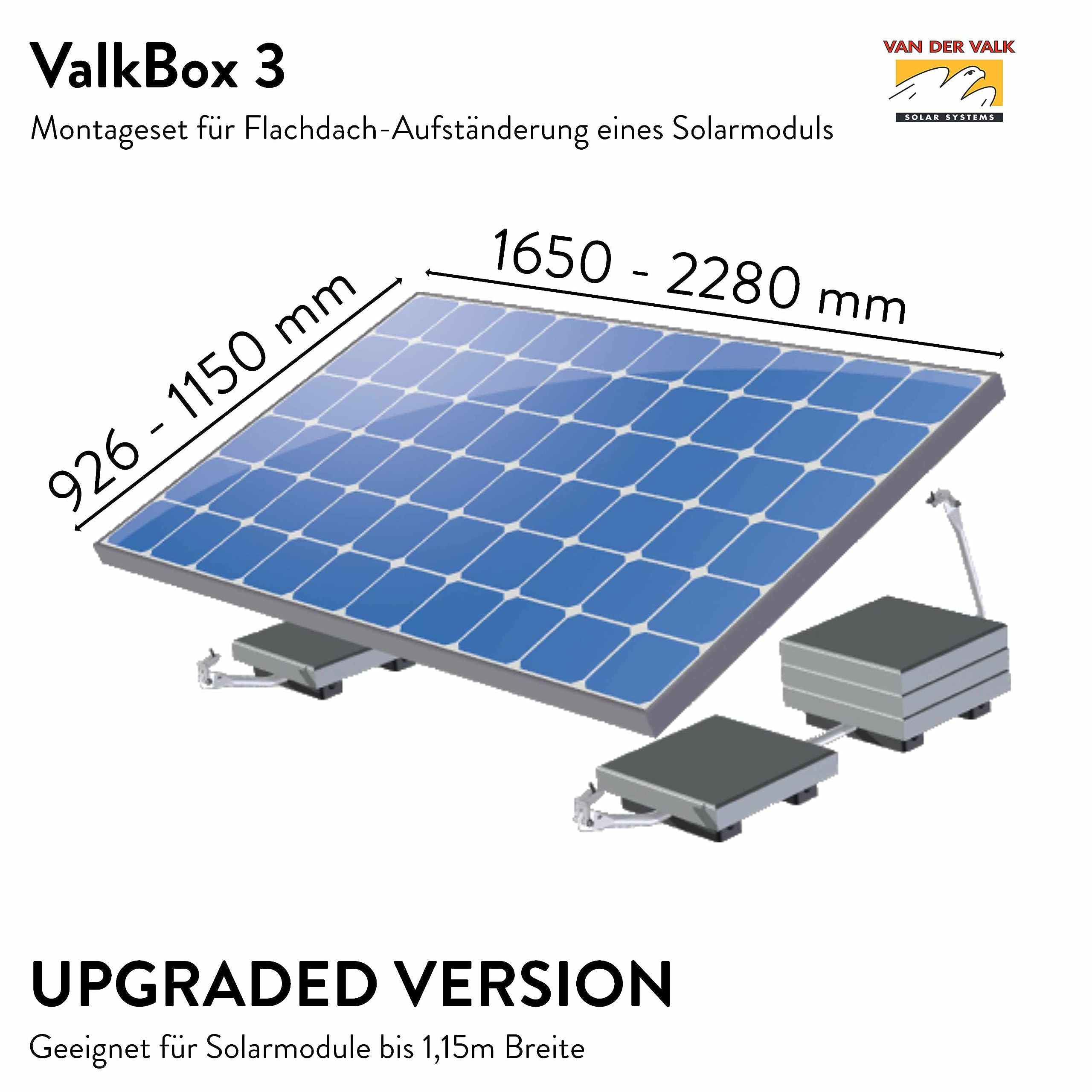 ValkBox3 Aufständerung Solarmodul für Flachdach ohne Bohrung (0% MWSt nach §12 Abs. 3 UStG)