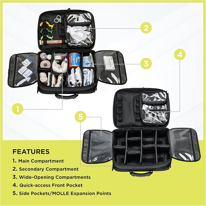 MERET G2TM PRO X EMS Backpack Modular Medical Trauma Bag with Infection Control Material, Expandable Compartments, Removable Panels for First Responders