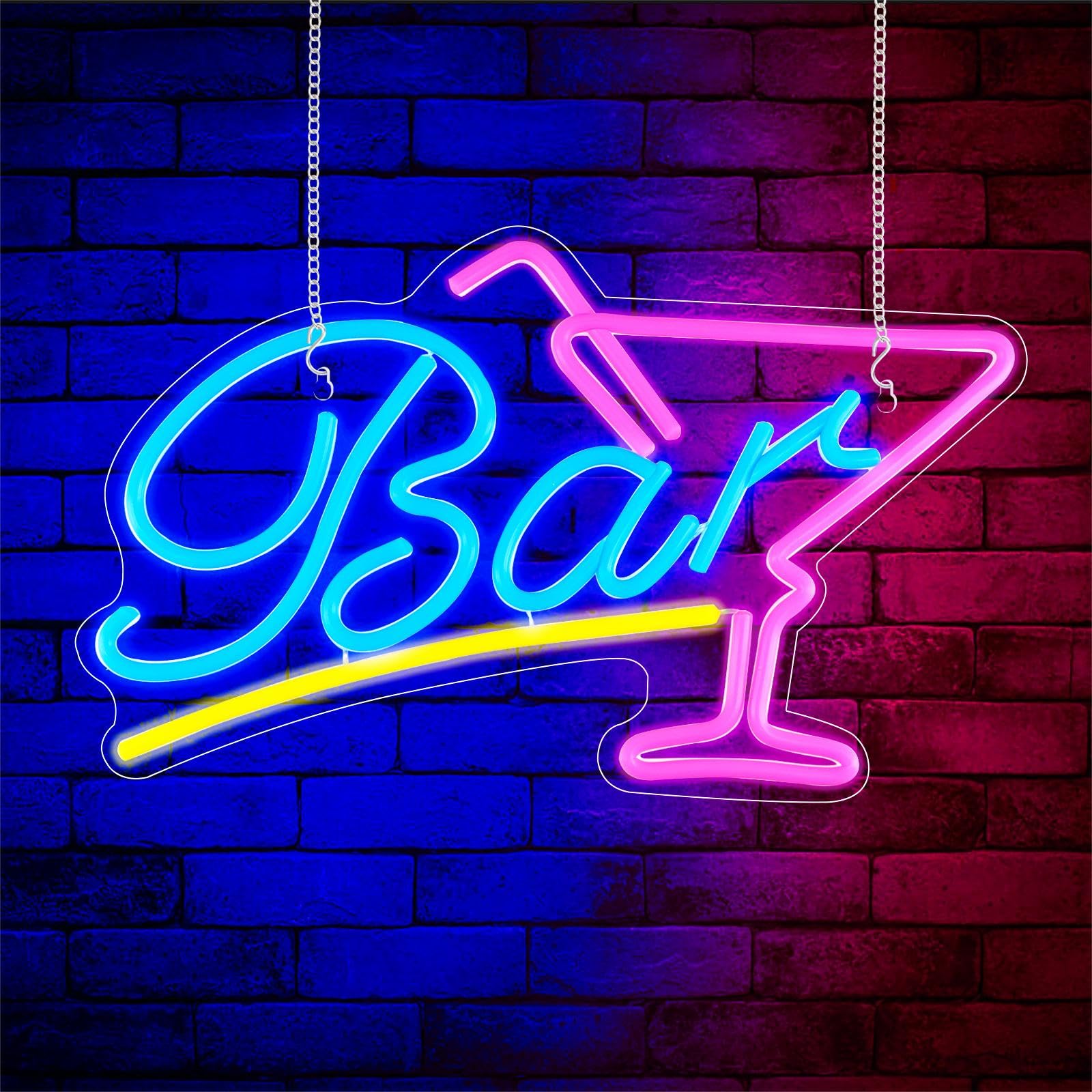 Focenat Bar Neon Schild LED Leuchtreklame, USB "Bar" Leuchtschild, Cocktail Neon Licht Dimmbares, Acryl LED Neon Deko für Hausbar, Restaurant, Party, Club Wanddeko