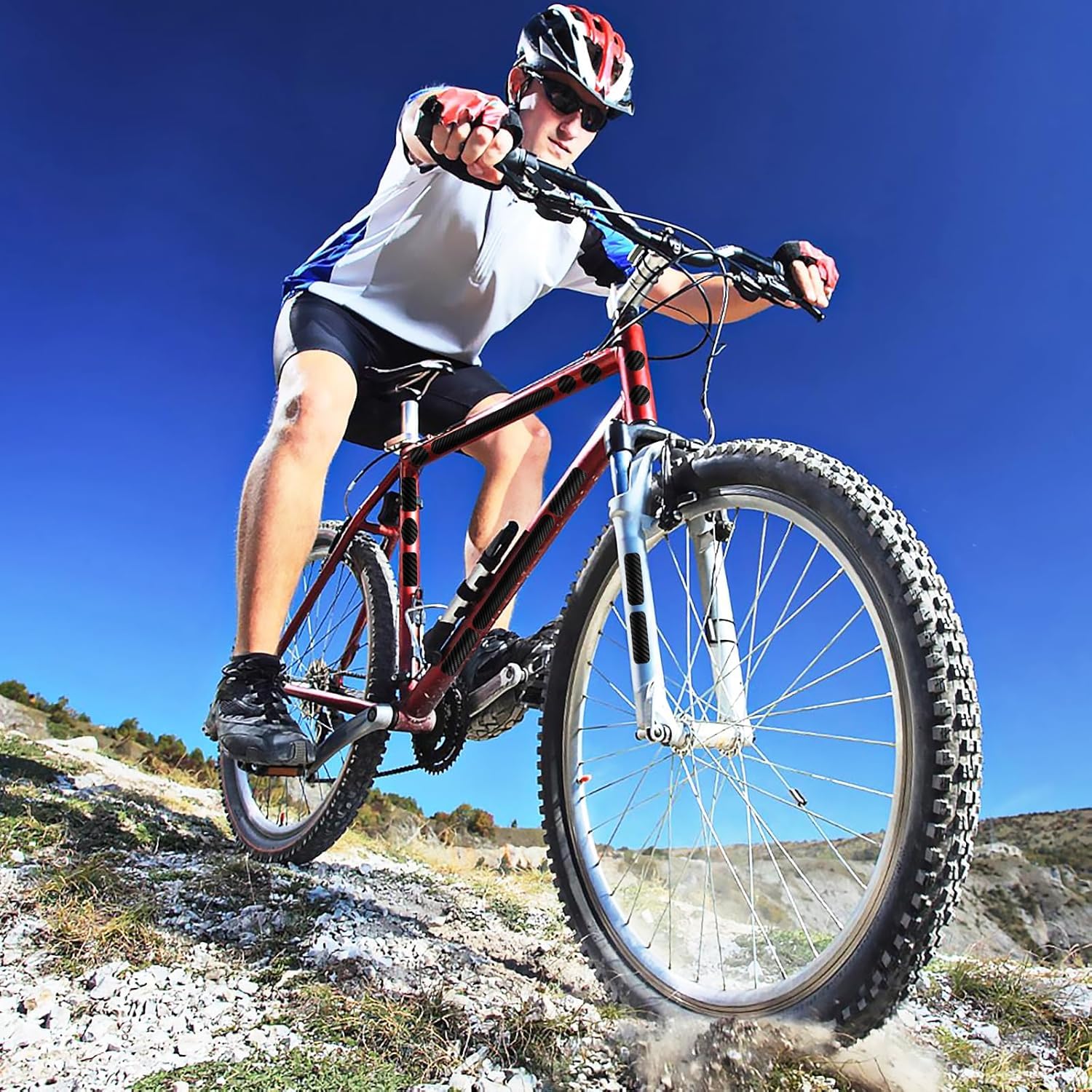 Autocollant Carbone Anti-rayures Protection Cadre Vélo Autocollante - 3 Pièces Noir Carbone - Anti-Rayures Pour VTT Et Vélo Route Anti-rayures Vélo