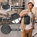 Yarwo Toiletry Travel Bag for Men and Women, Water-resistant Toiletry Organizer Hygiene Bag with Handle and Hanging Hook, Compact Dopp Kit Toiletry Travel Pouch for Shaver, Skincare, Shower Essentials
