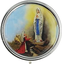 Custode Argentée Décorée de l'Apparition de Lourdes 6cm - Custode - Culte Chrétien en Métal Argenté