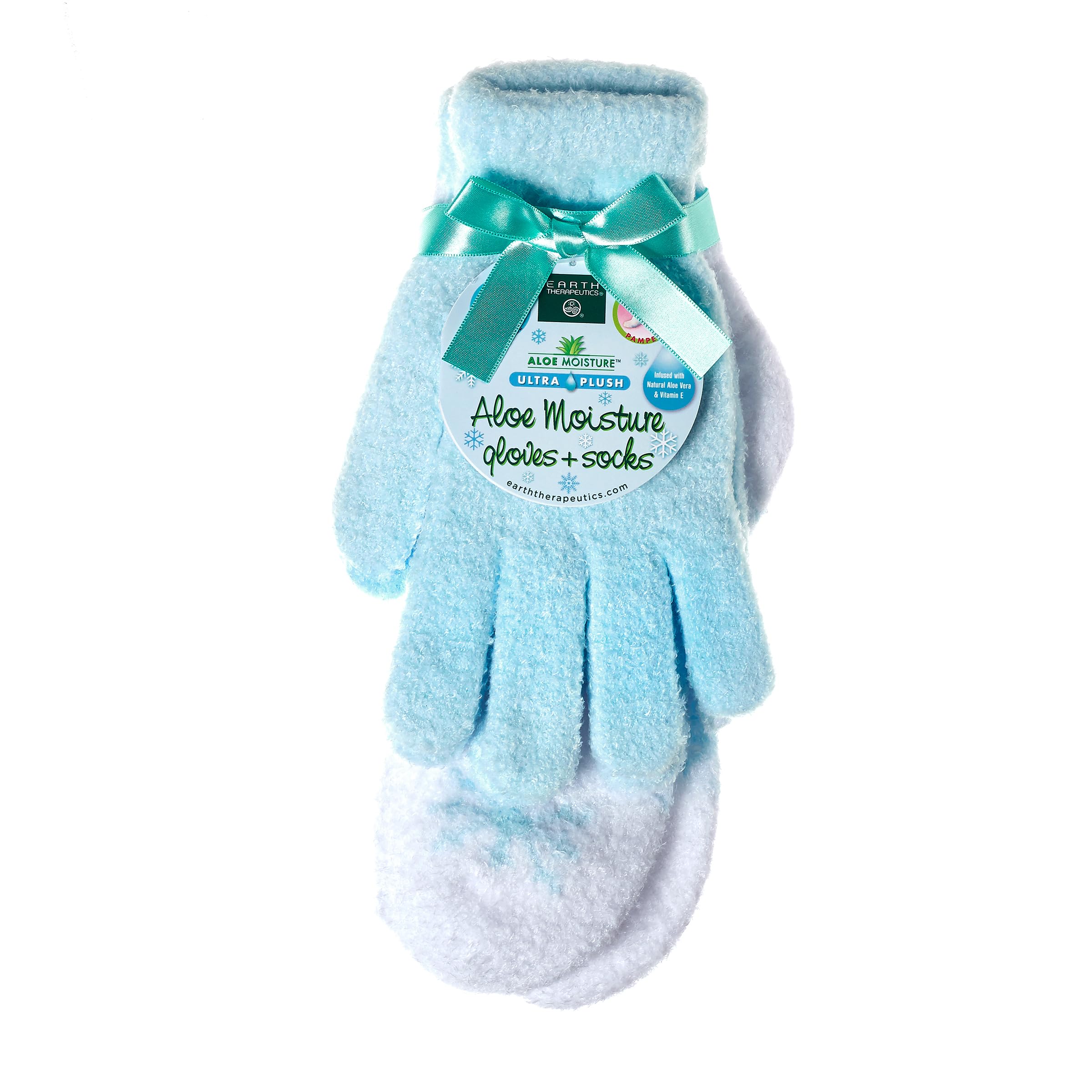 Earth Therapeutics Aloe Gloves/Socks Combo Set - Blue Snow (1 Pair Gloves / 1 Pair Socks)