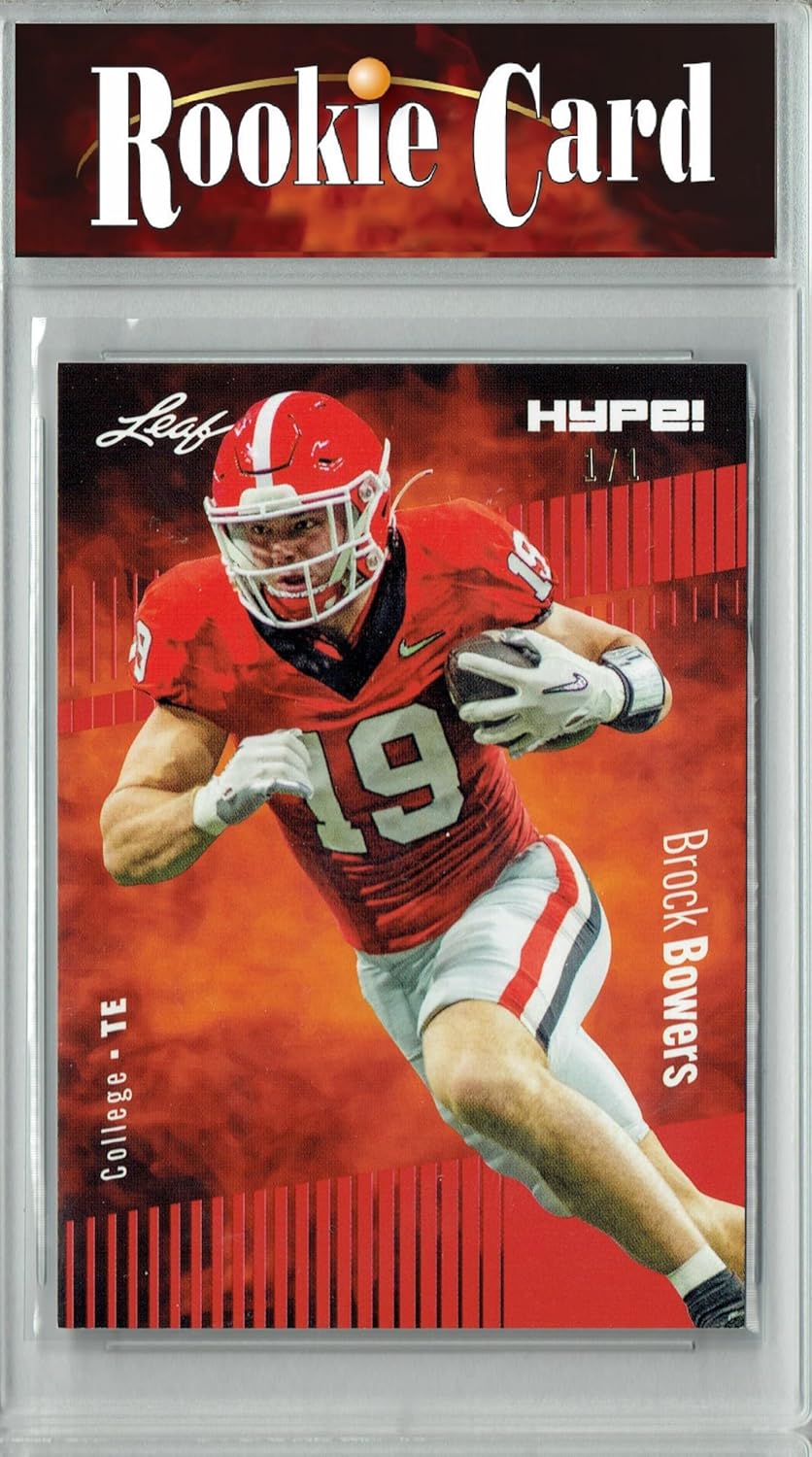 Certified Mint+ Brock Bowers 2023 Leaf HYPE #104A Red Blank Back #1/1 Rookie Card Las Vegas Raiders