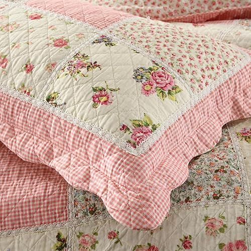 Miniatura 4 de ABREEZE Juego de edredón de algodón con diseño floral de rosa desgastada, juego de ropa de cama victoriana, juego de edredón floral, matrimonialqueen