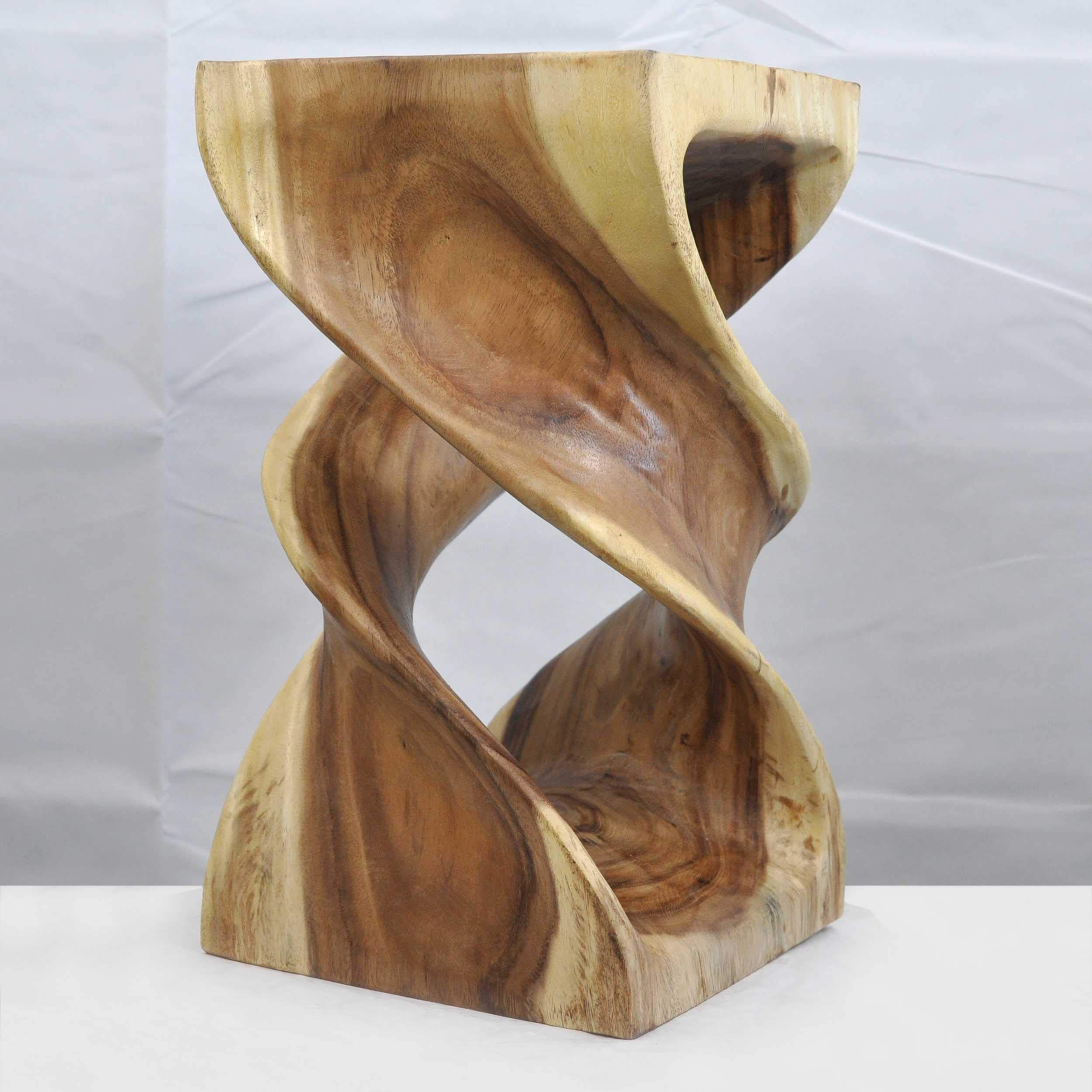 FaHome Table d'appoint en bois - Tabouret en bois de luxe (50 x 28 x 28 cm) - Table d'appoint fabriquée à la main en bois de suar massif - Table basse