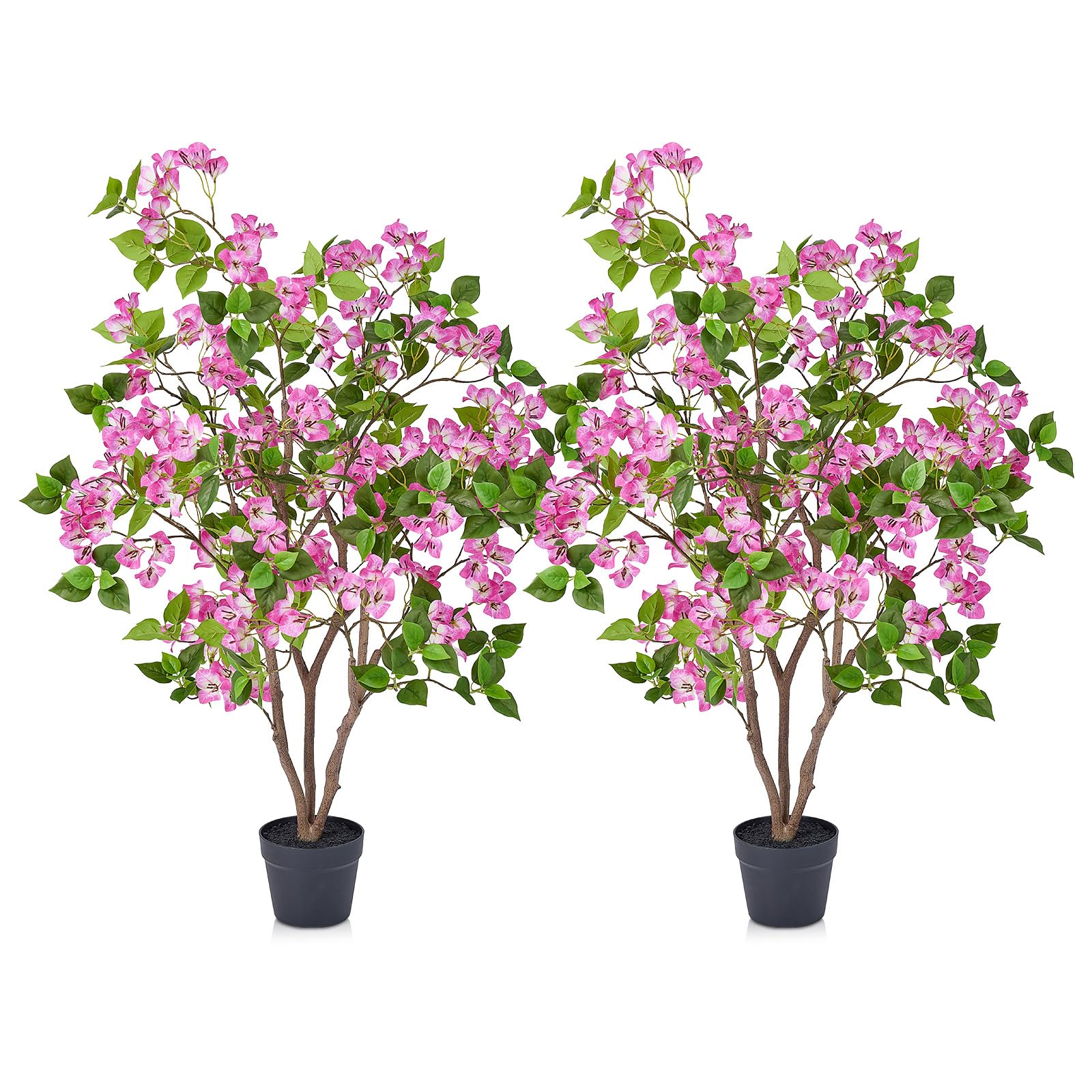 VeriNatural Künstliche Bougainvillea 120 cm mit Topf, UV-beständig | PE-Blätter, kräftig pinke Blüten, formbare Zweige, 3,5 kg Standgewicht, für Wohnzimmer, Balkon, Terrasse und Büro