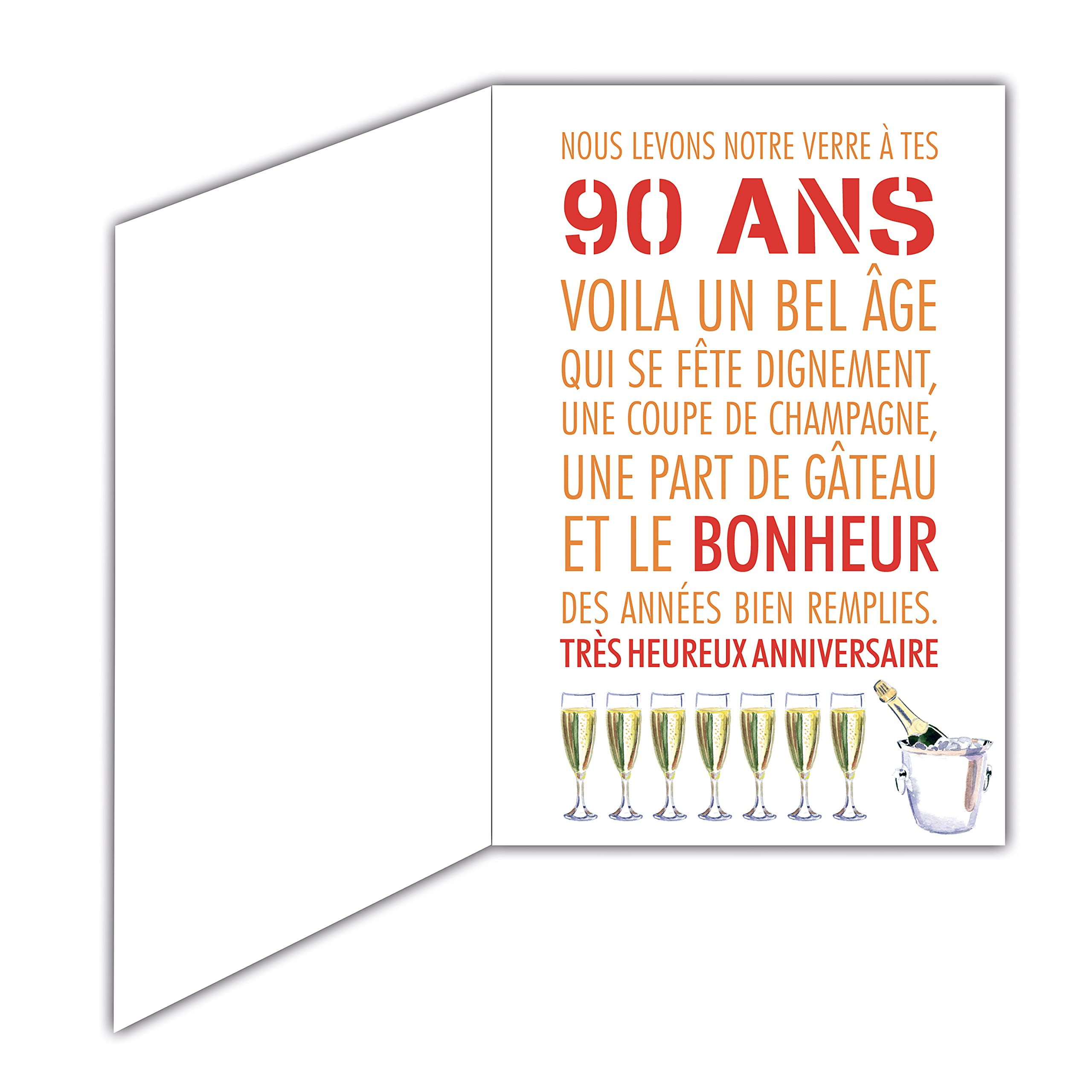 Geburtstagskarte '69–2044' Für 90 Jahre - Mit 3D-Prägung, Goldfarbe, Persönlichem Text, Hergestellt In Frankreich
