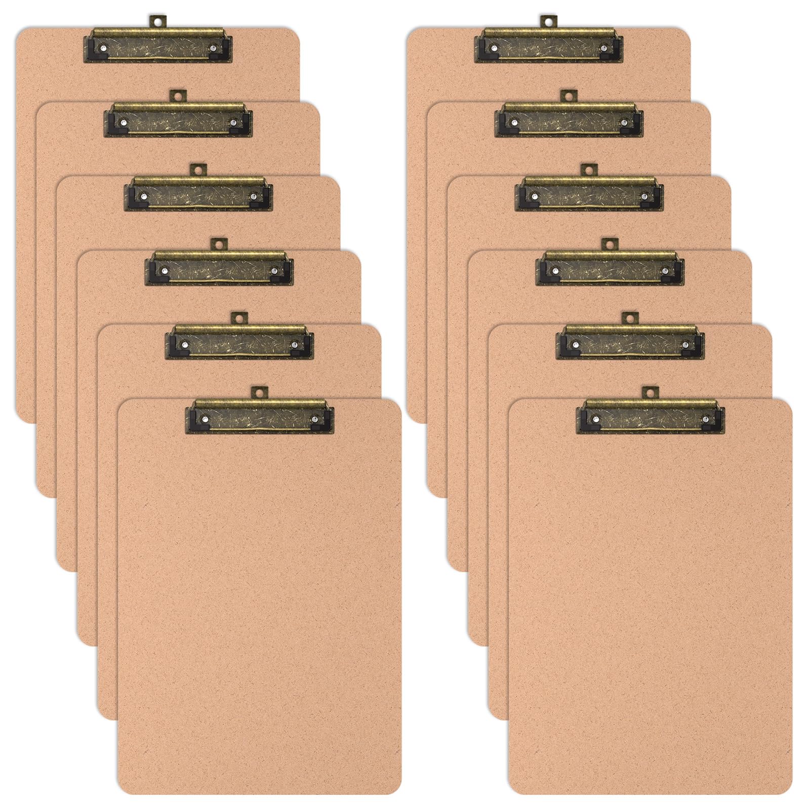 Zoenley 12 Pack Wood Retro Clipboards, 9 x 12.5 Letter Size for Classroom, Students, Kid, 8.5 x 11 Decoration Clip Board with Low Profile Copper Clip, Office & School Supplies