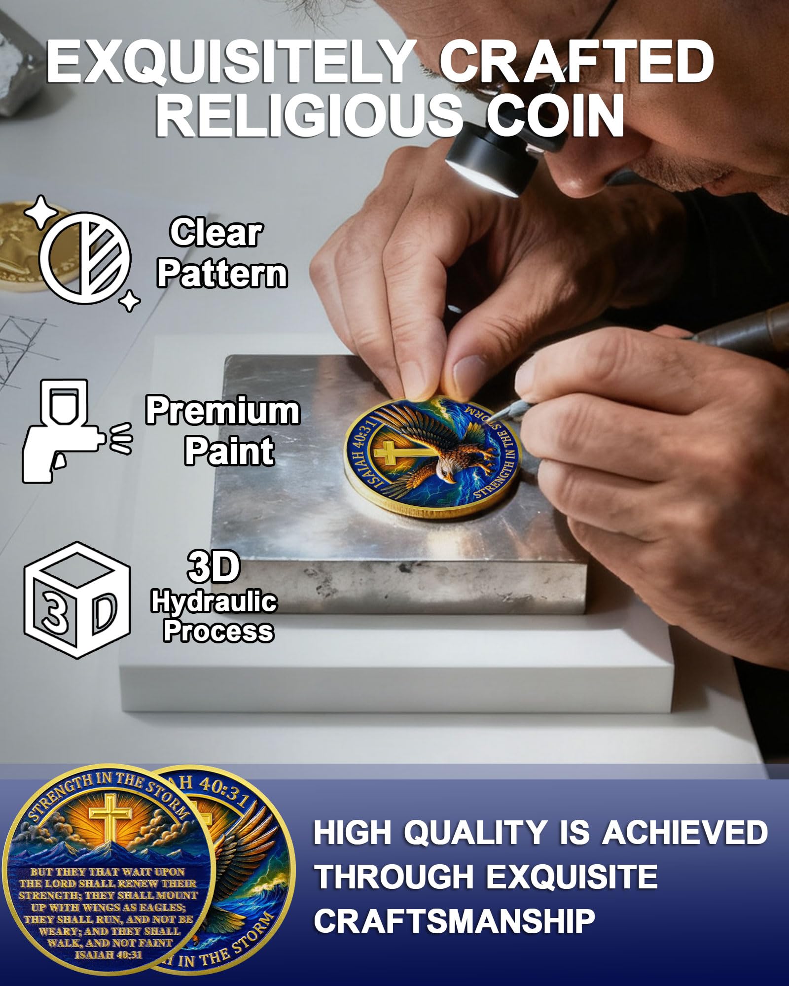 Christian Challenge Coin - Isaiah 40:31, Storm Eagle - Image 2