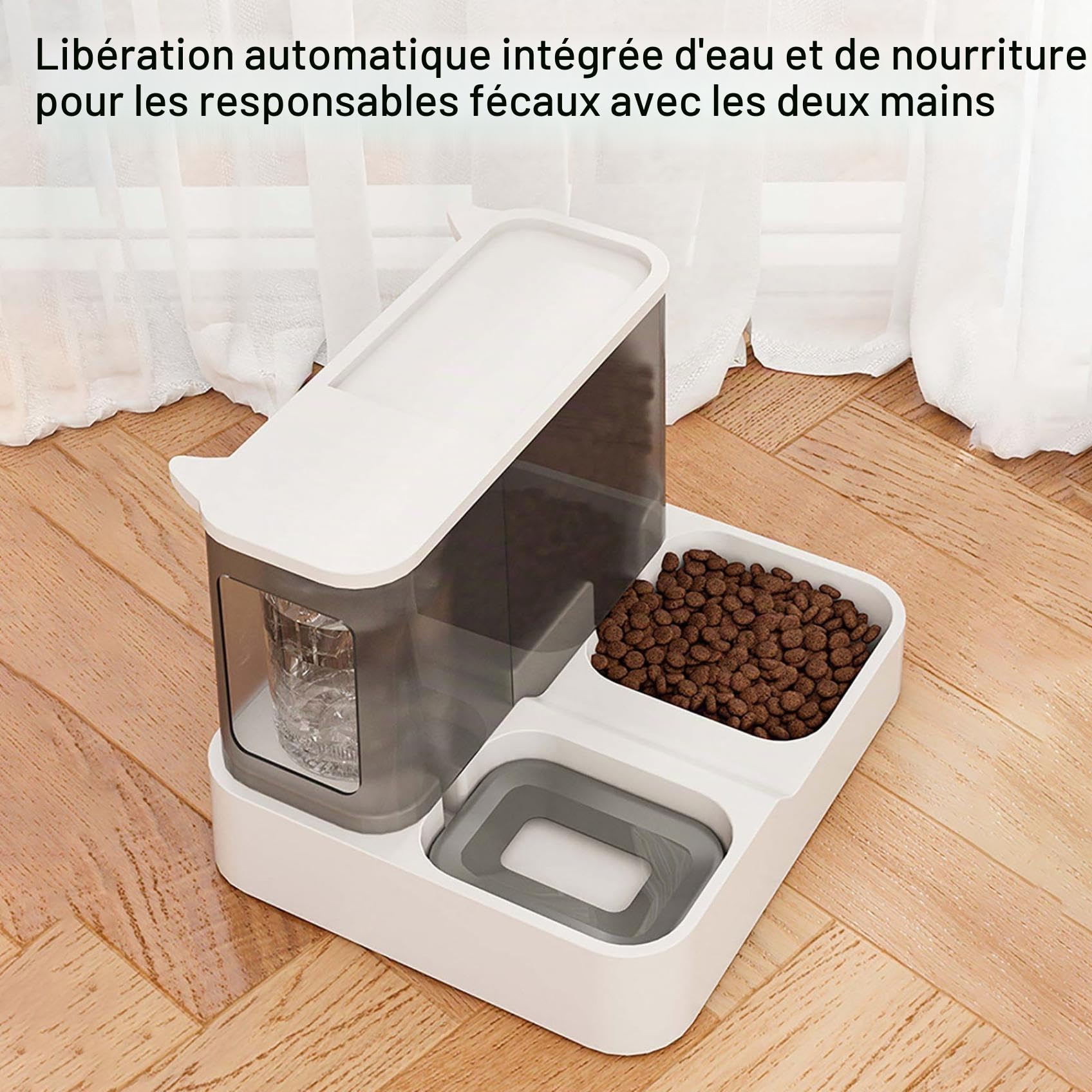 Distributeur de nourriture pour chat, distributeur automatique de nourriture et d'eau pour chats, distributeur de nourriture pour chats de grande capacité, distributeur automatique de nourriture pour