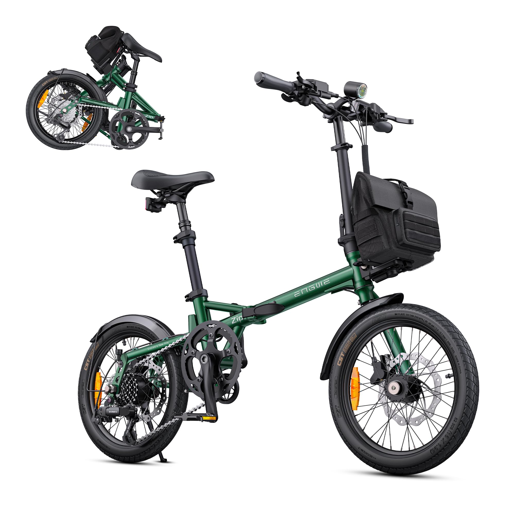 ENGWE Zip Vélo Électrique Pliable – 16,9 kg Velo Electrique Urbain Léger, 120 km d’Autonomie (Pas 1), Batterie 36V 10Ah Amovible, Moteur 250W, 16 x 1,95 Pouces, Capteur de Couple, Freins Hydrauliques