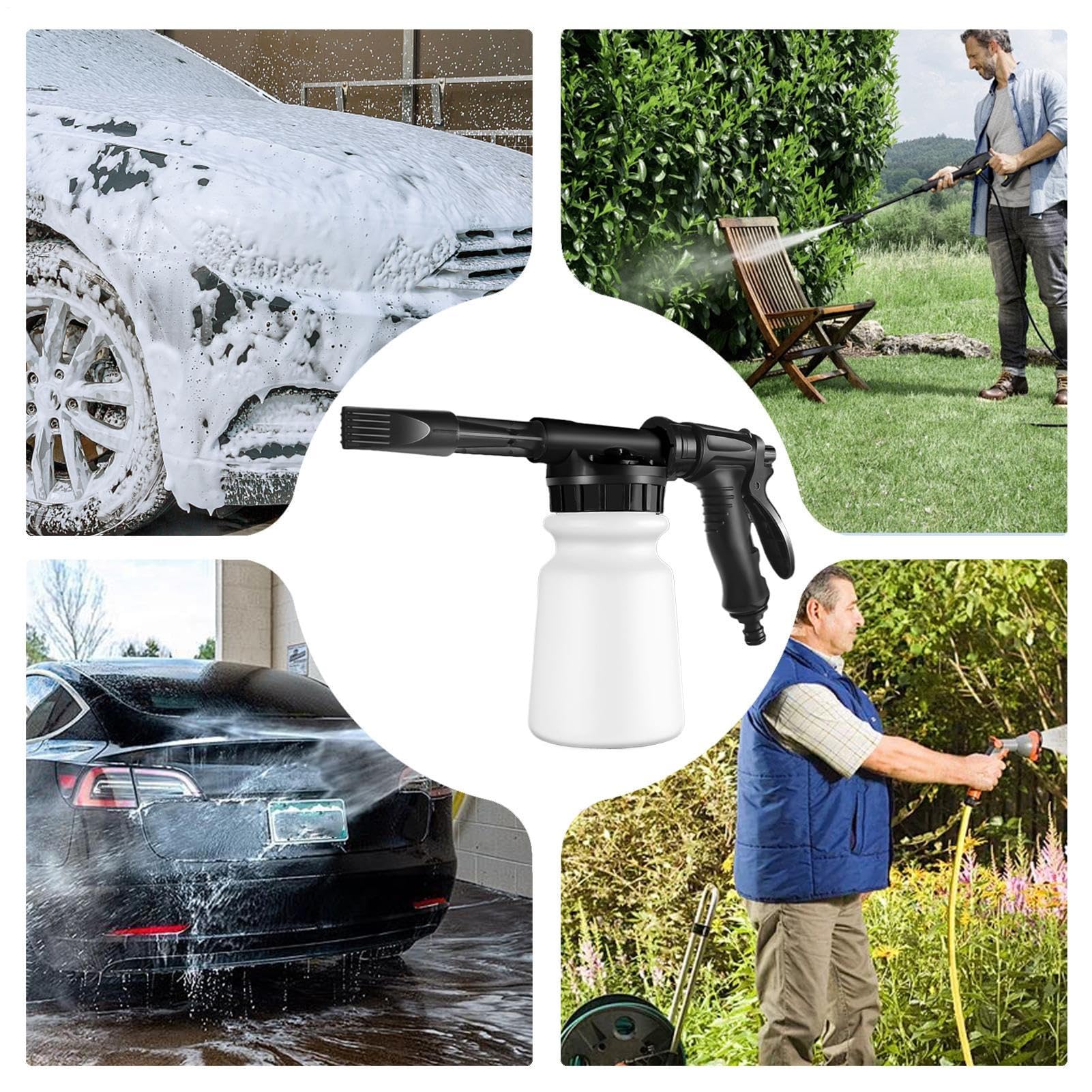 Schiuma 1L - Pulizia Alta Pressione Schiuma Abbondante | Spruzzatore Schiumaa da Giardino con Attacco Rapido Universale | Per Proprietari Auto, Casa, Giardinaggio per Lavaggio Auto Esterno, Irr