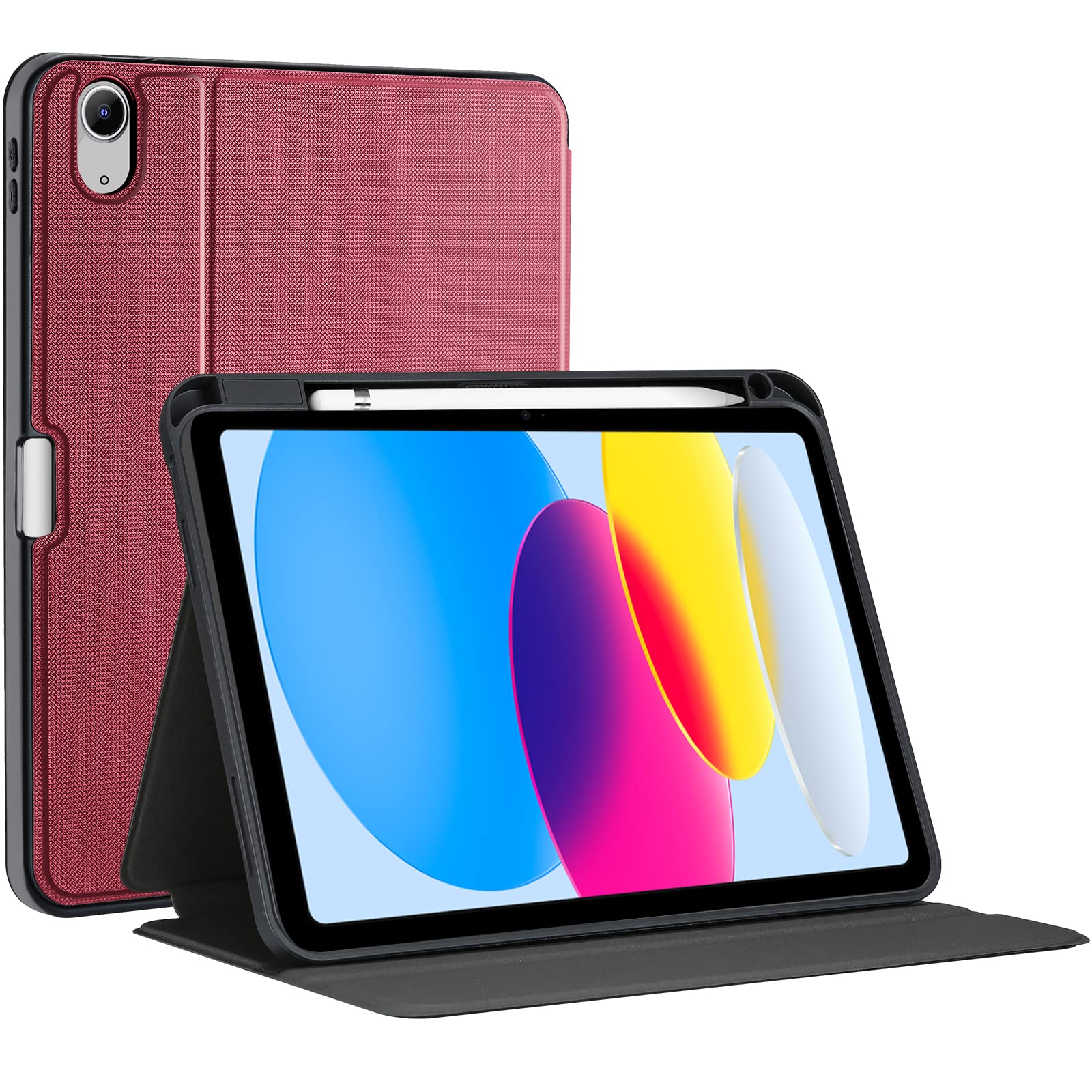 AsileCuir Cover per iPad A16 11 Pollici 2025 A3354 A3355, Custodia iPad 10 Generazione 10,9 A2696 A2757 con Portapenna Tasca,Chiusura Magnetica,Multi Angolo Supporto,Auto Sveglia/Sonno,Marrone