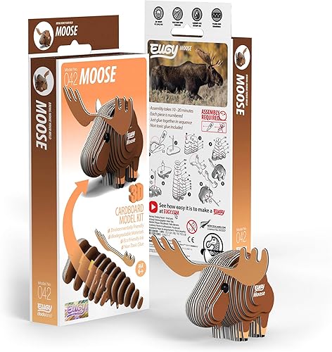 Miniatura 2 de Eugy Rompecabezas 3D de alce, 24 piezas, ecológico, juguetes educativos para niños, niñas y niños a partir de 6 años