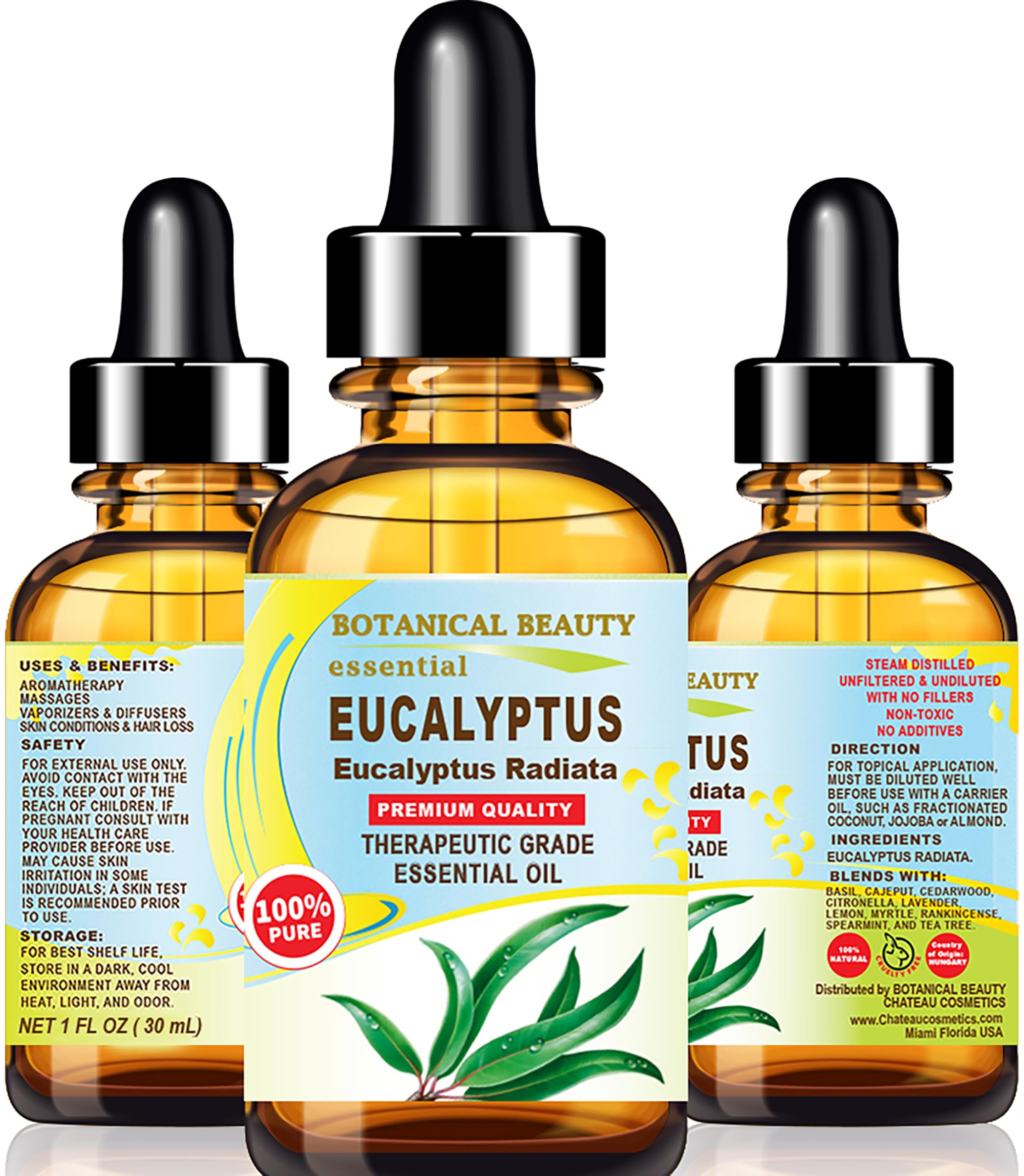Botanical Beauty Eucalyptus Essential Organic Oil 100% Pure Natural Undiluted Therapeutic Grade Essential Oil Soaps Candles Diffuser 1 Fl.oz.- 30 ml Face Hair Skin Nails