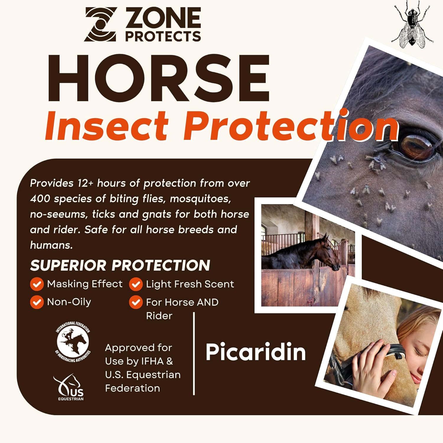 Horse & Rider Fly/Insect Repellent; 32oz Trigger Sprayer Plus Refill; Picaridin Based Fly, Tick, No-seeum and Mosquito. 12-hr Protection Against Biting Flies