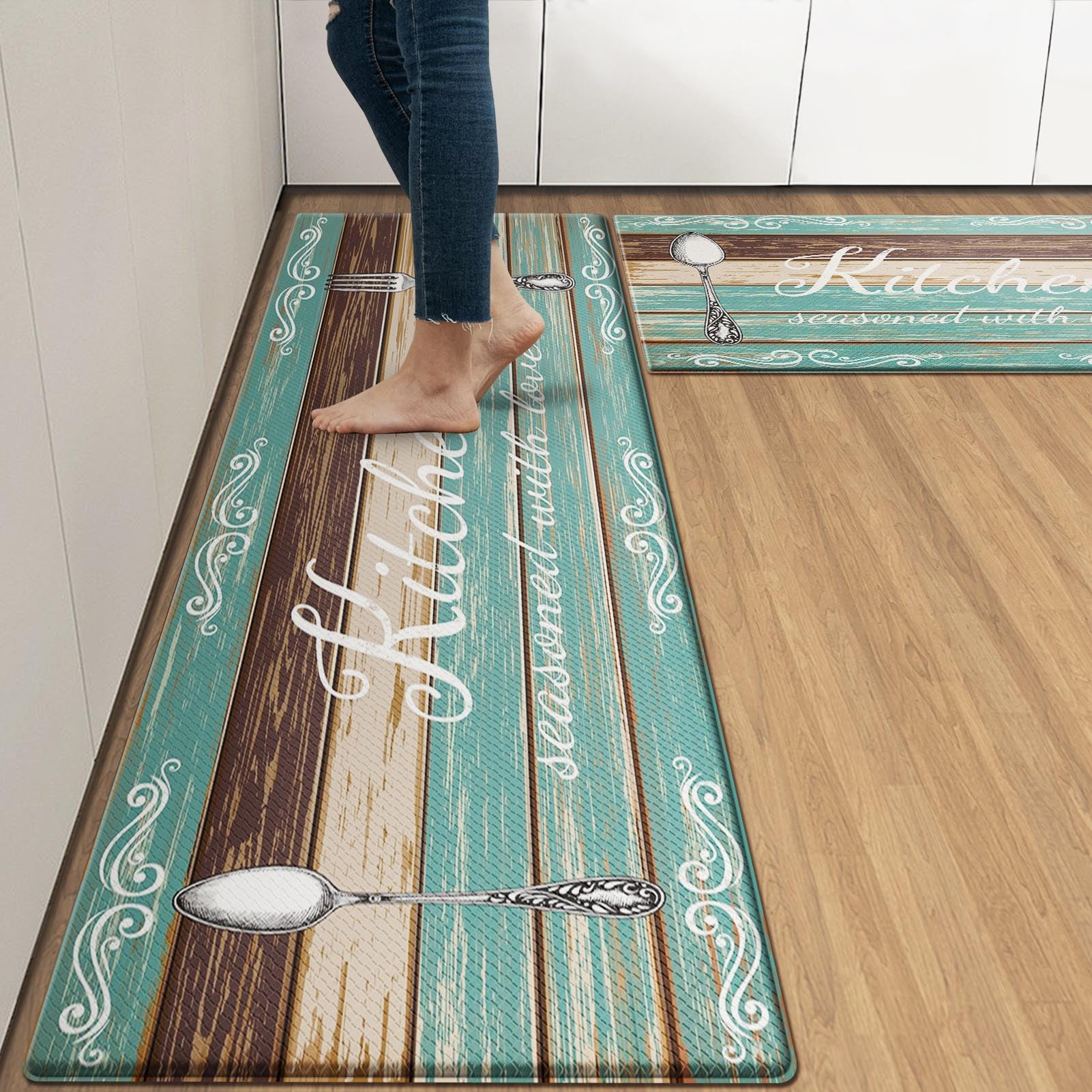 Arttown Anti-Fatigue Kitchen Rug Set of 2, Waterproof Non-Slip, Farmhouse โ image 1