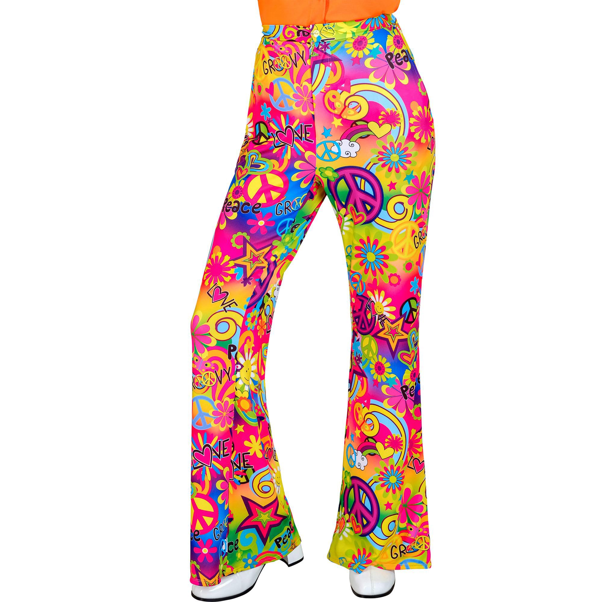 W WIDMANN MILANO Party Fashion - 60er Jahre Damen Schlaghose | Hippie Hose mit hohem Bund, Retro Outfit für Karneval, Mottoparty, Festival