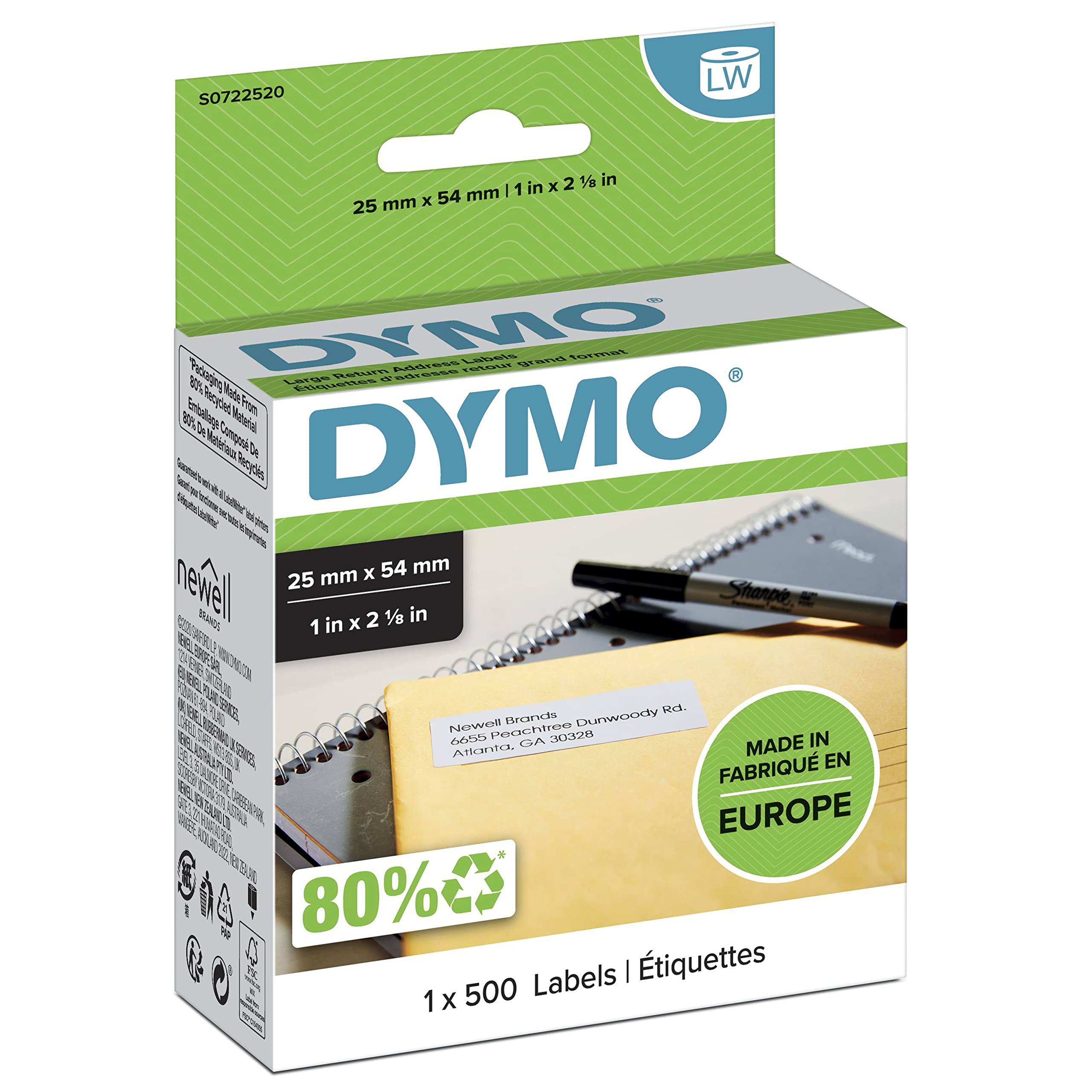 DYMO Label Writer Mailing Label 1.0 x 2.1 inches (25 x 54 mm)