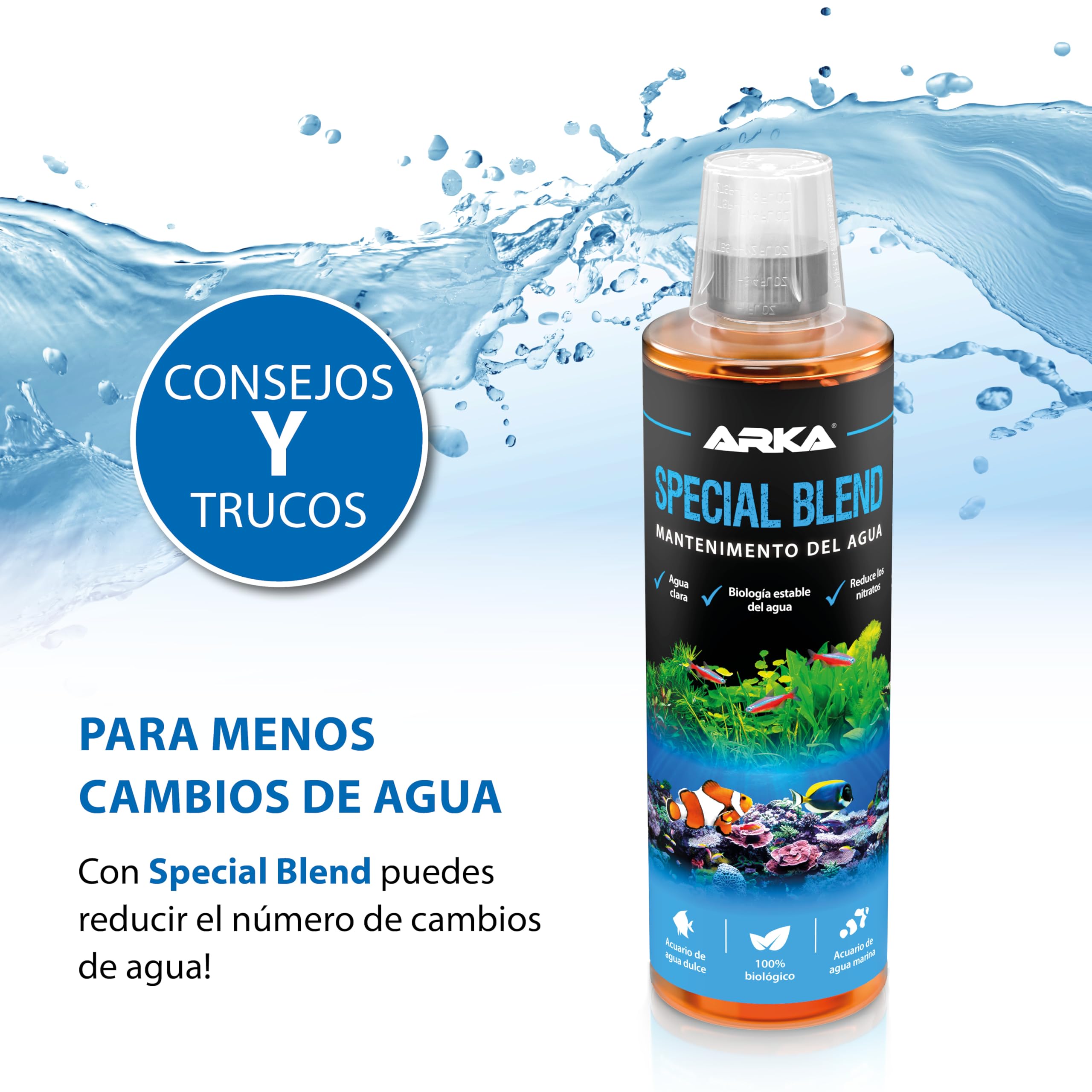 Acondicionador de Agua para Acuario 118 ml – ARKA Xtreme – Elimina Cloro, amoníaco y nitrito – neutraliza Metales Pesados – Ideal para Cambios de Agua y nuevos acuarios