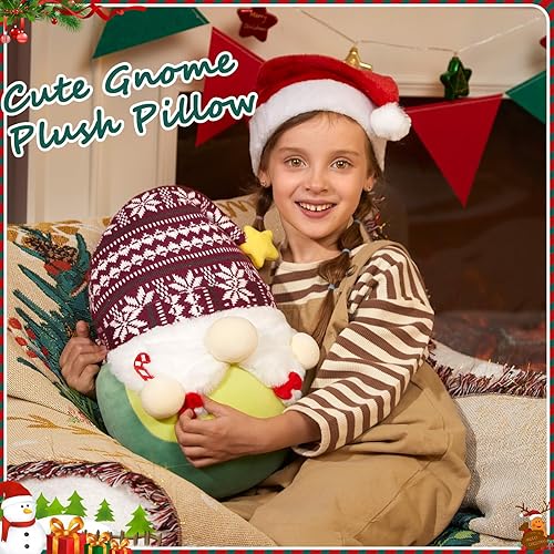 Miniatura 2 de WEWILL Almohada de felpa suave de gnomo de Navidad de 12 pulgadas, gnomo de Navidad para niños pequeños, niños y niñas pequeños (verde)