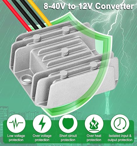 Miniatura 4 de DC 8-40V a 12V Convertidor 3A 36W Voltaje Regulado Convertidor de Energía IP68 Transformador Impermeable para Carrito de Golf Camión Barco Vehículo