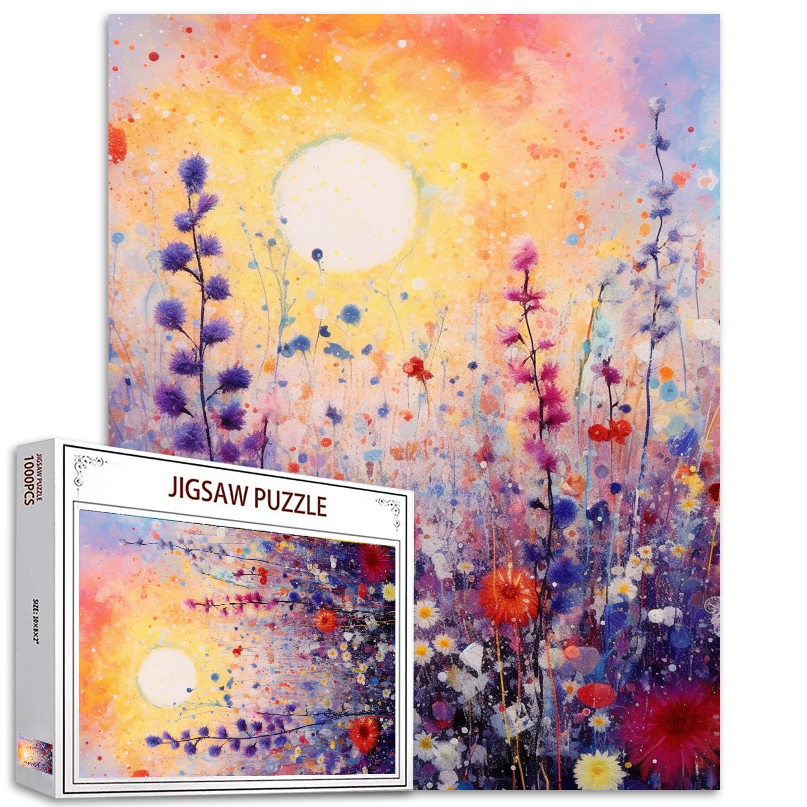Tucocoo Lavender Landscape Jigsaw Puzzle 1000 Pieces Puzzles for Adults, Romantic Sunrise Floral Art Jigsaw Puzzles for Challenging Family Activity Games 27 x 20 inch DIY Puzzle for Home Decor Gifts — image 1