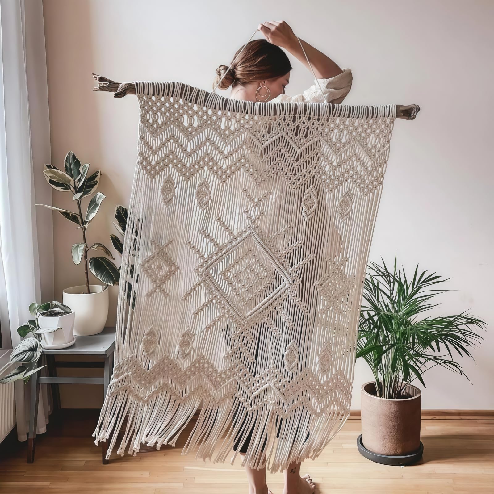 1 cuerda de algodón, hilo de macramé de 1-10 mm, 50/200 metros, 1 rollo de cuerda de algodón para manualidades, plantas colgantes, manualidades, punto bohemio, decoración para colgar en la